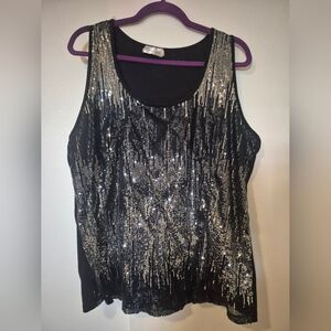 LAVISH Plus Sparkly Sequin Tank Top Fits our 0X fit Model